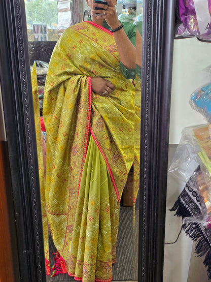 Beautiful designer Radha Krishna silk saree
