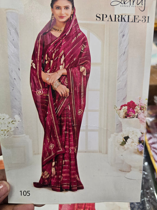 Beautiful designer shimmer ciffon saree