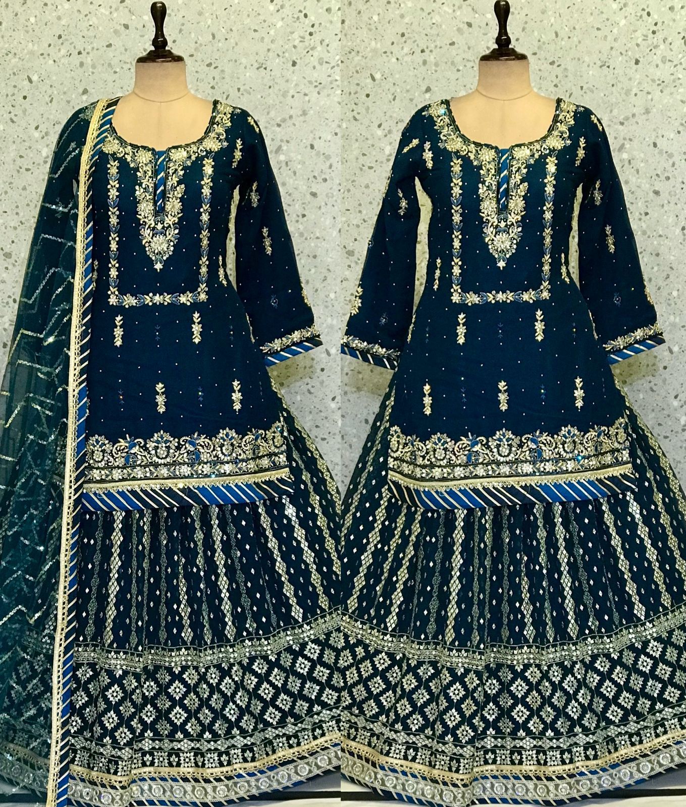 Beautiful designer long top lengha