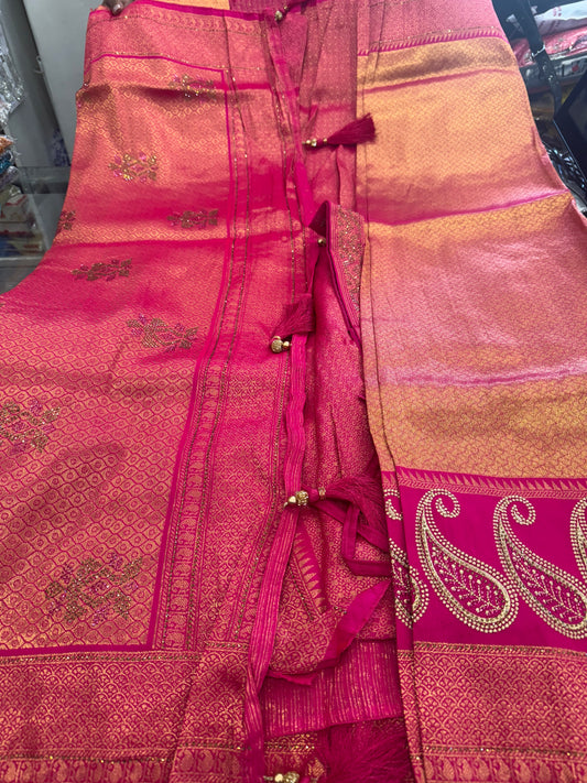 Beautiful designer embroidered silk saree with matching belt