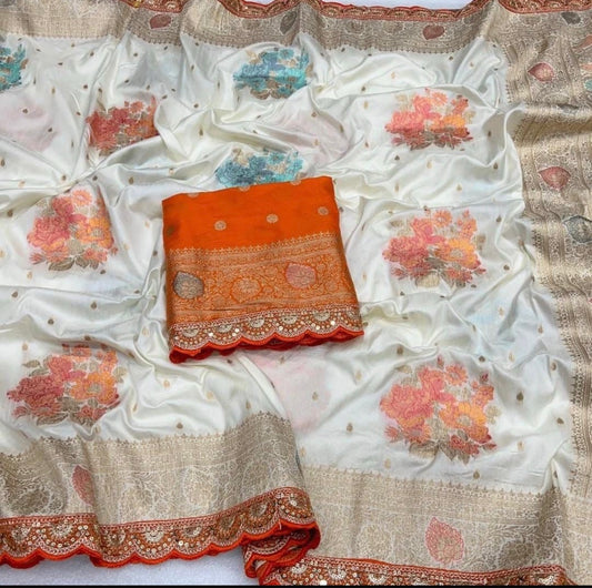BEAUTIFUL DESIGNER DOLA SILK SAREE