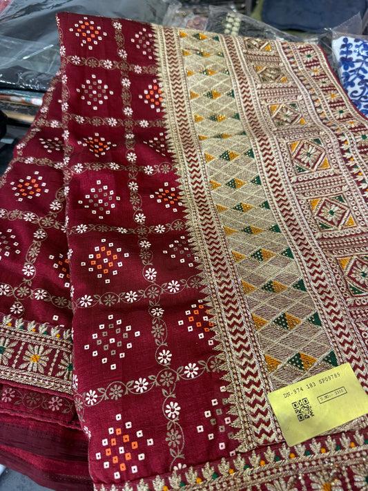 Beautiful designer bandhani silk saree