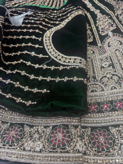 Beautiful designer bridal velvet unstitched lengha