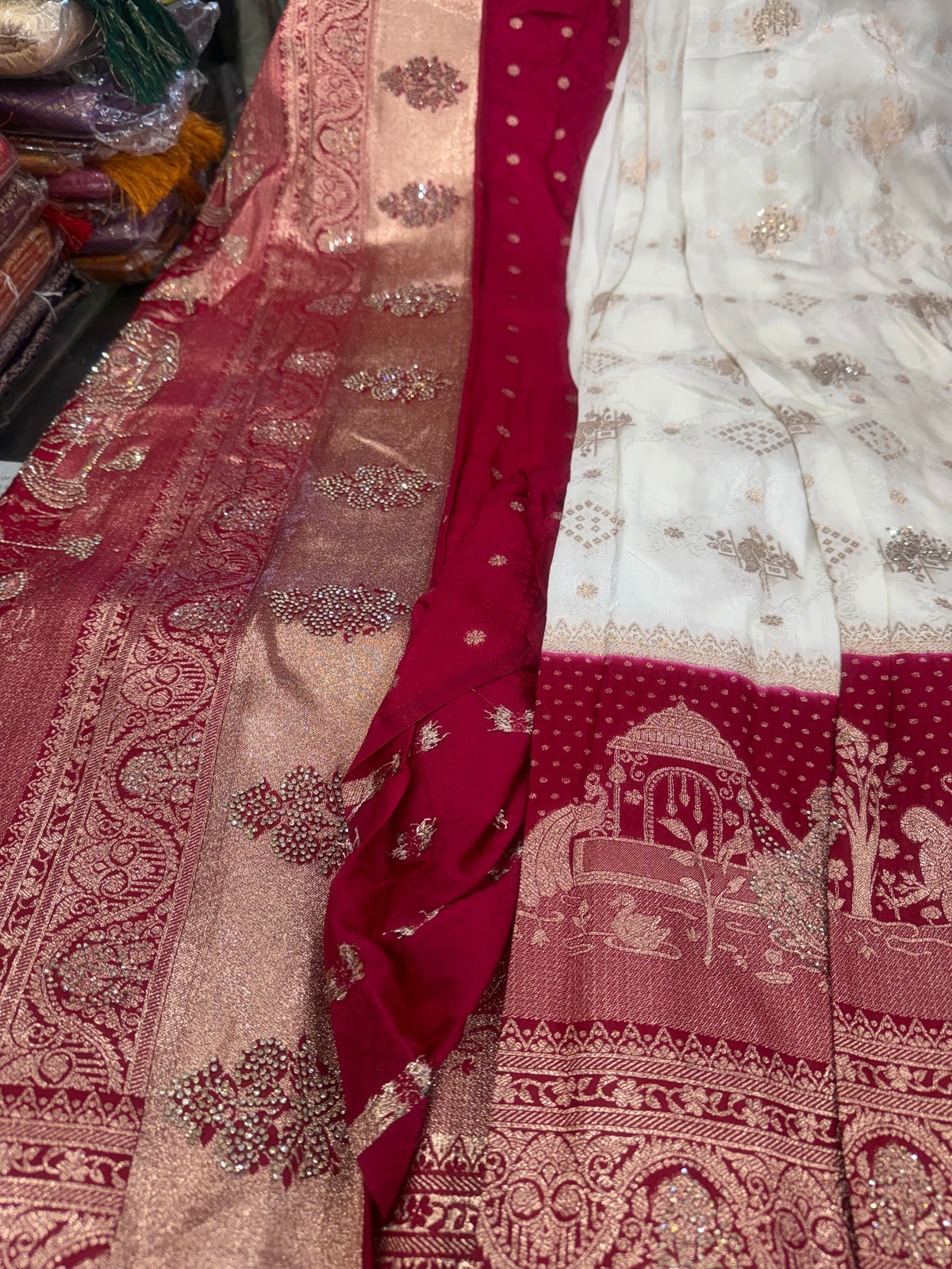 Beautiful designer silk saree with matching silk dupatta