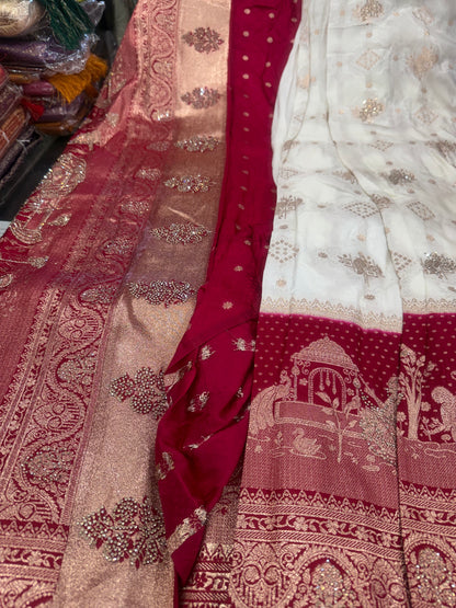 Beautiful designer silk saree with matching silk dupatta