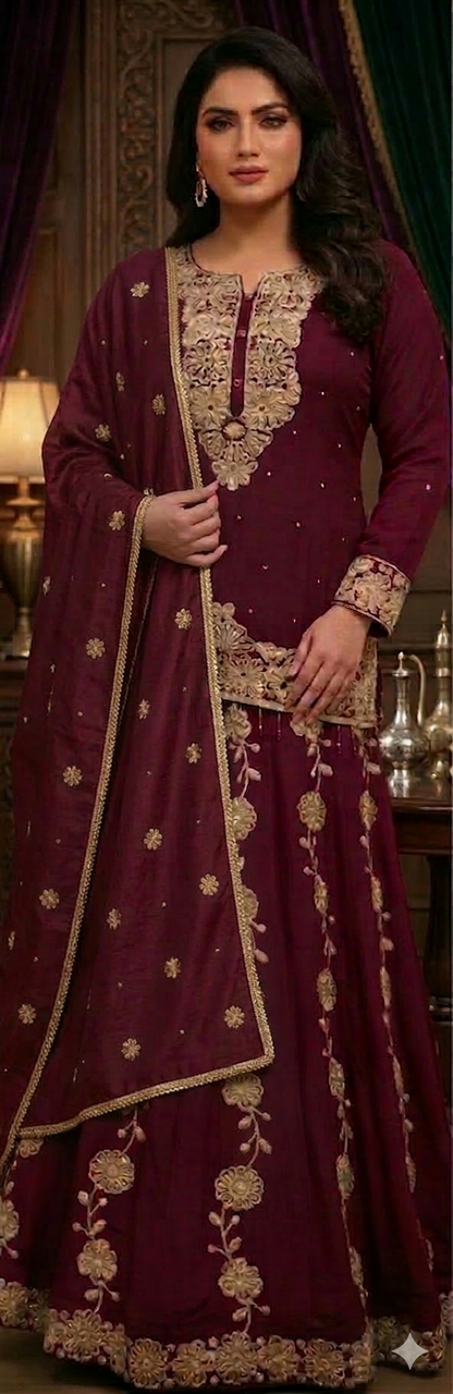 Beautiful designer long top lengha