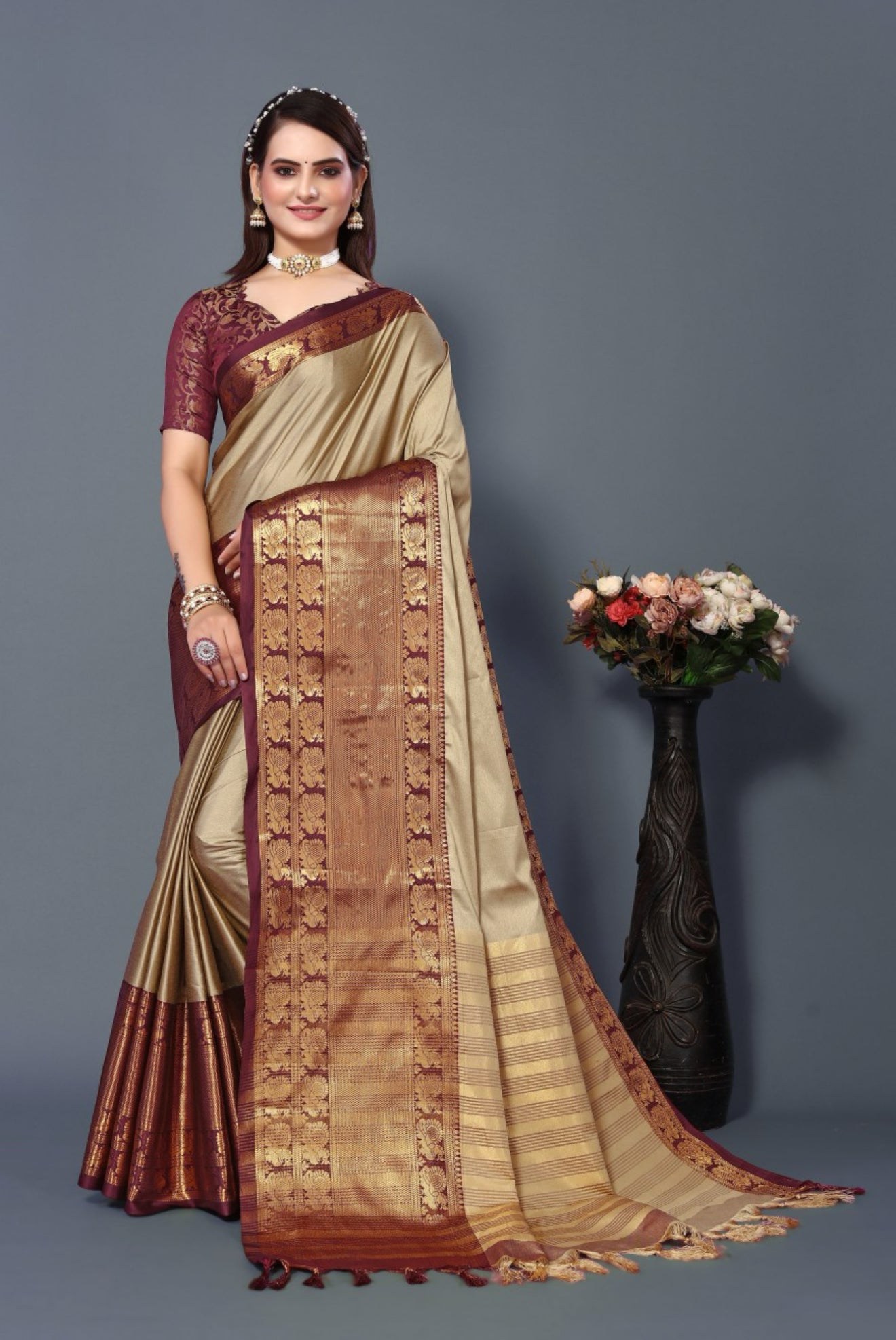 Beautiful designer Pure cottonSilk saree with Blouse piece