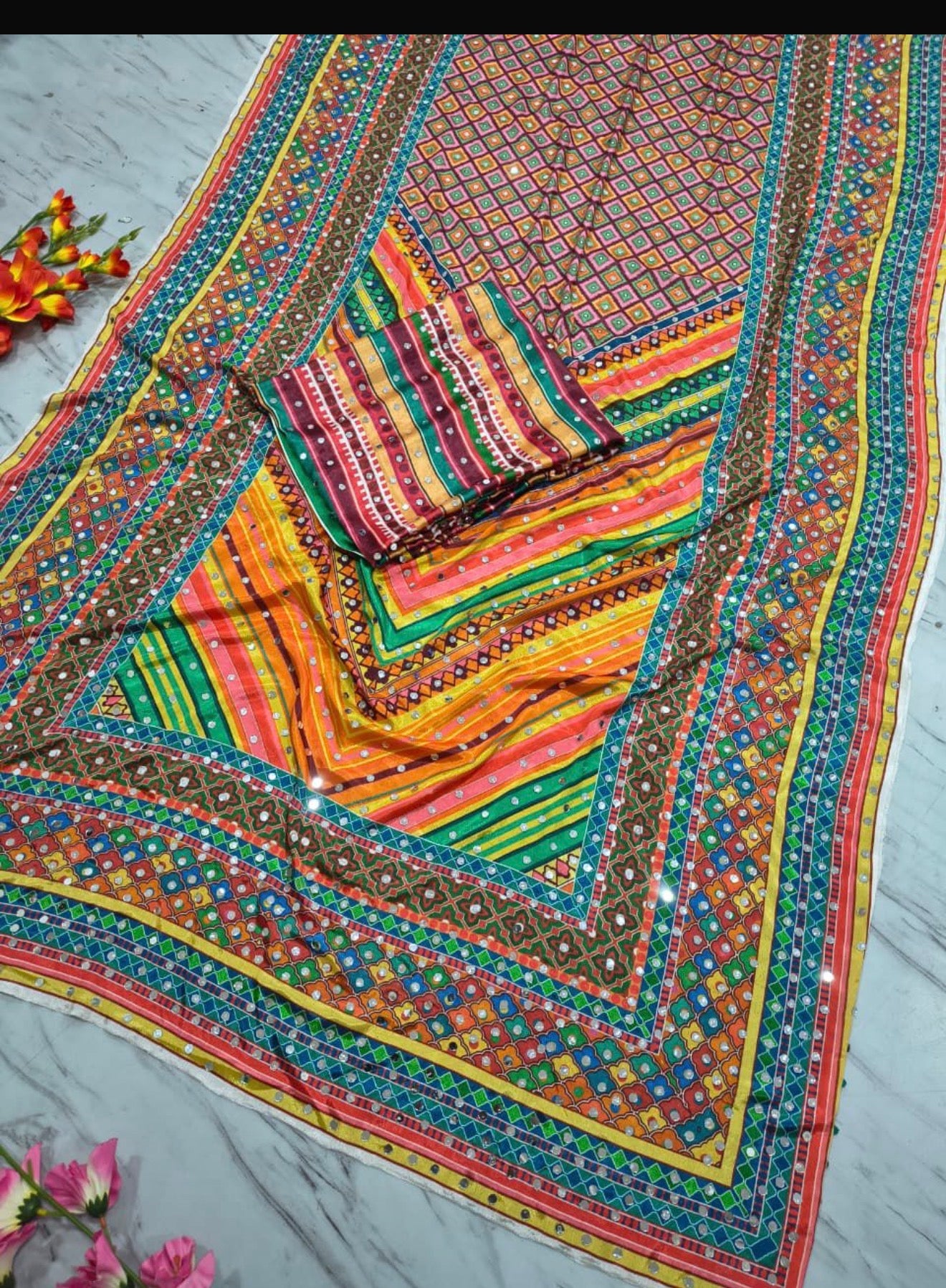 Beautiful designer multicolor saree