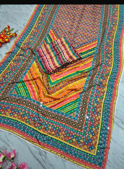 Beautiful designer multicolor saree