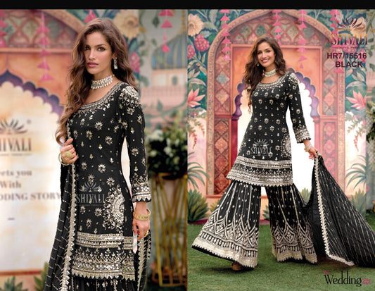Beautiful designer mirror work sharara suit