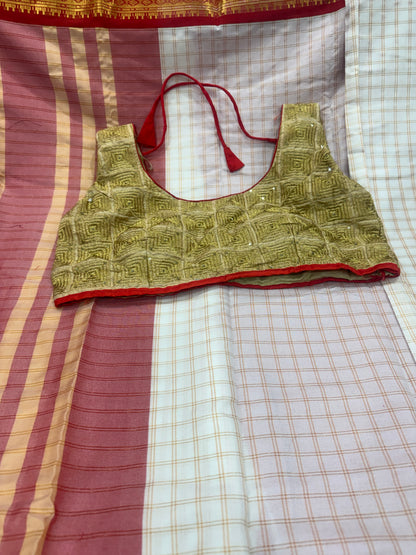 Beautiful designer saree & blouse combo