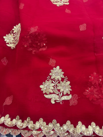 Beautiful designer embroidery chiffon saree