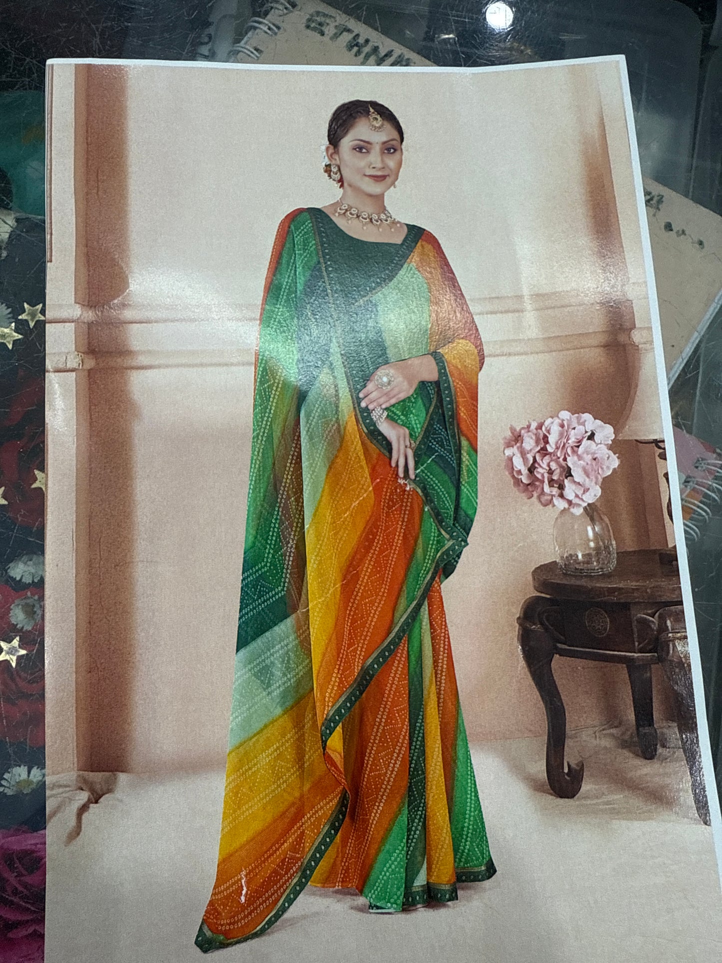 Beautiful designer  chiffon bandhani saree