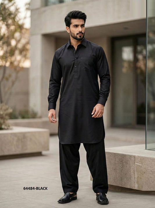 Beautiful designer Cotton Blend Pathani Kurta Pyjama Suit