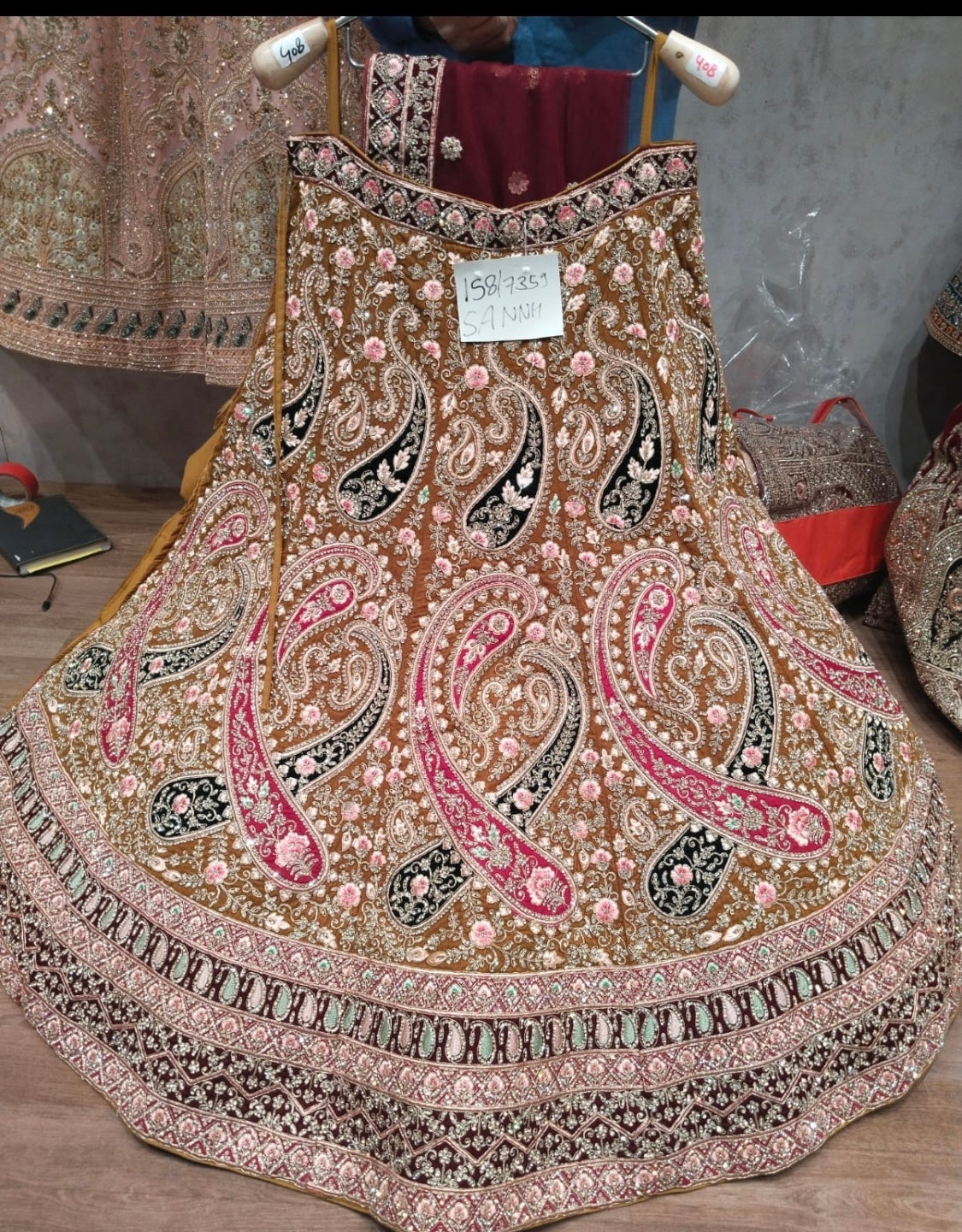 Beautiful designer bridal velvet unstitched lengha