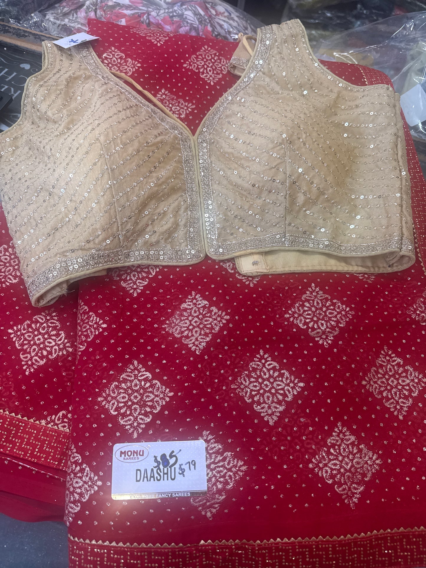 Beautiful designer saree blouse combo