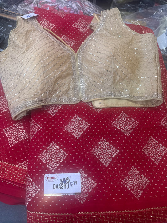 Beautiful designer saree blouse combo