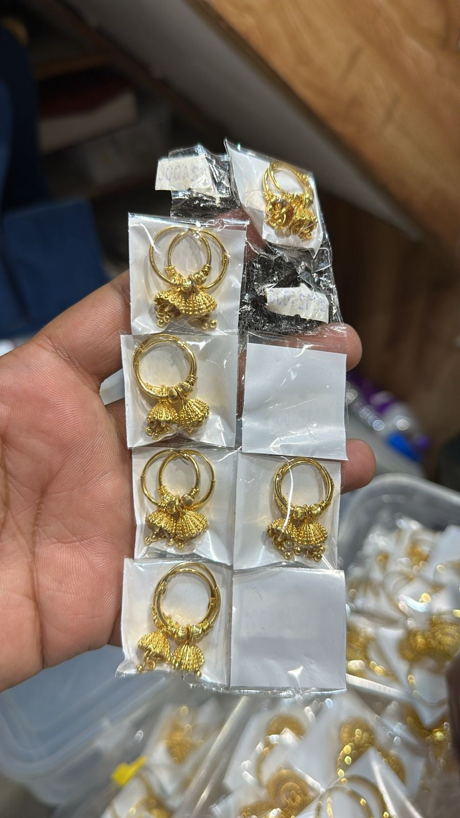 Beautiful designer  gold plated daily wear Bali with jhumka