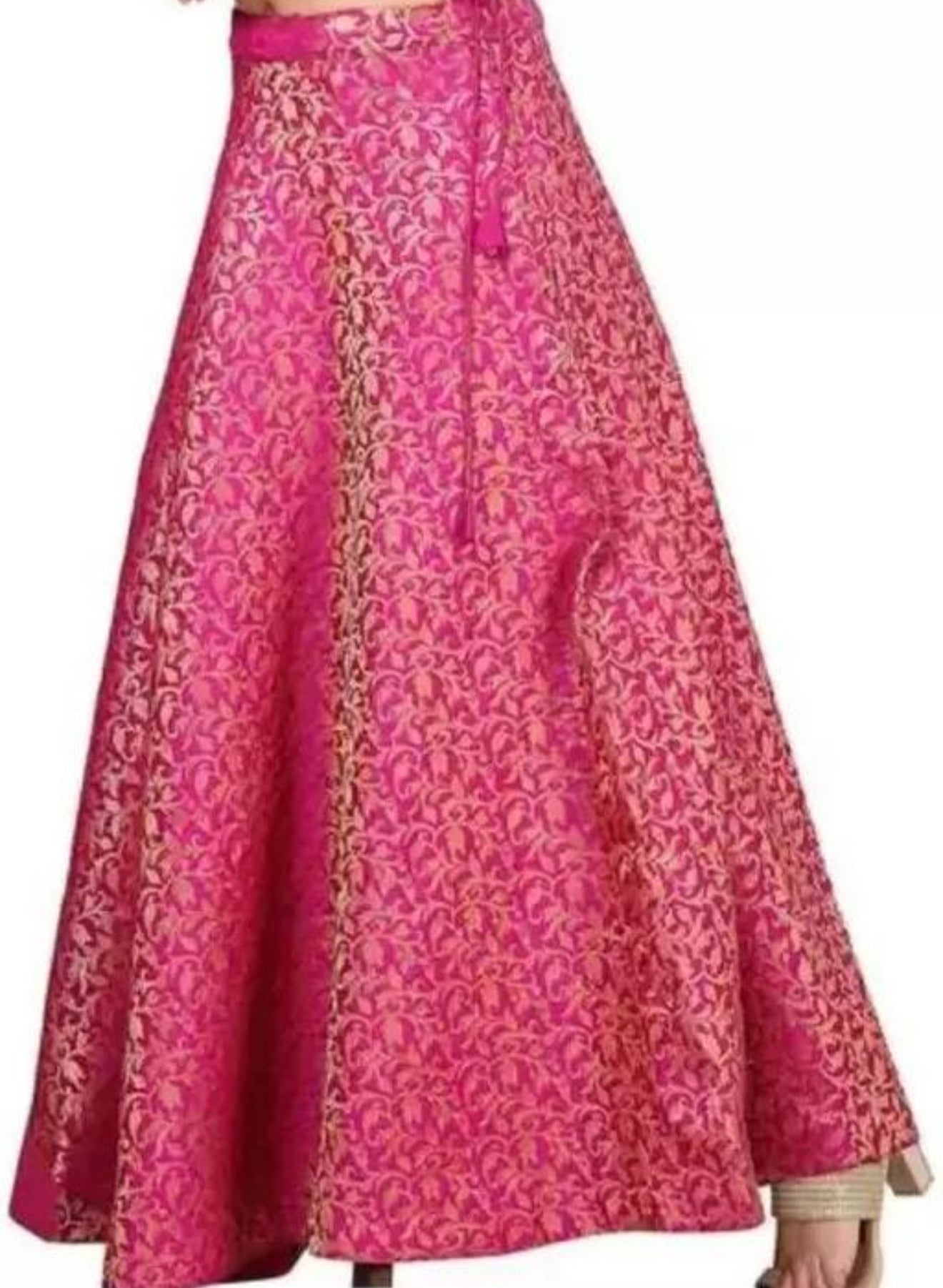 Beautiful designer Women's Benaras Brocade Readymade Long Skirt lengha Ghagra