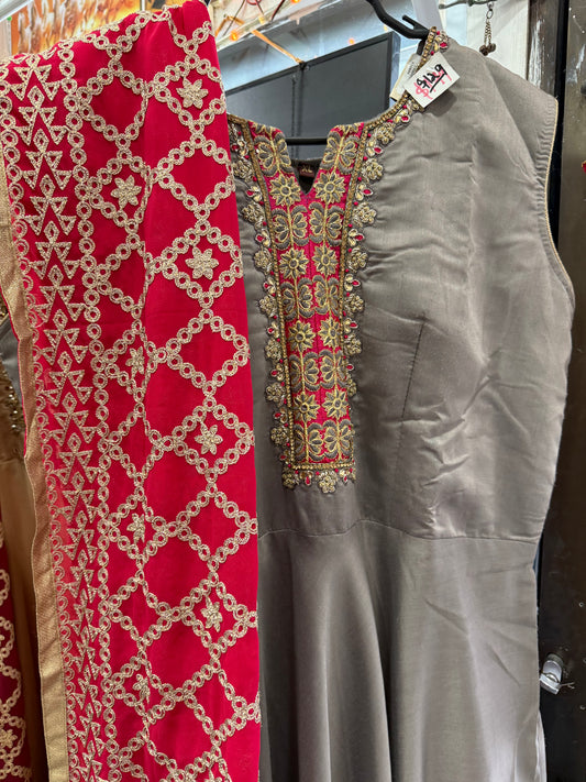 Beautiful designer anarkali suit with fully embroidered dupptta