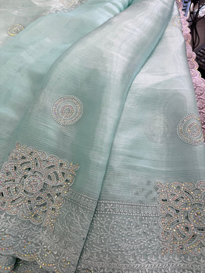 Beautiful designer cut work embroidered saree