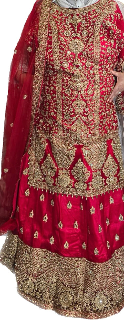 Beautiful designer Pakistani style lengha suit