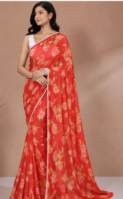 Beautiful designer weightless floral printed saree