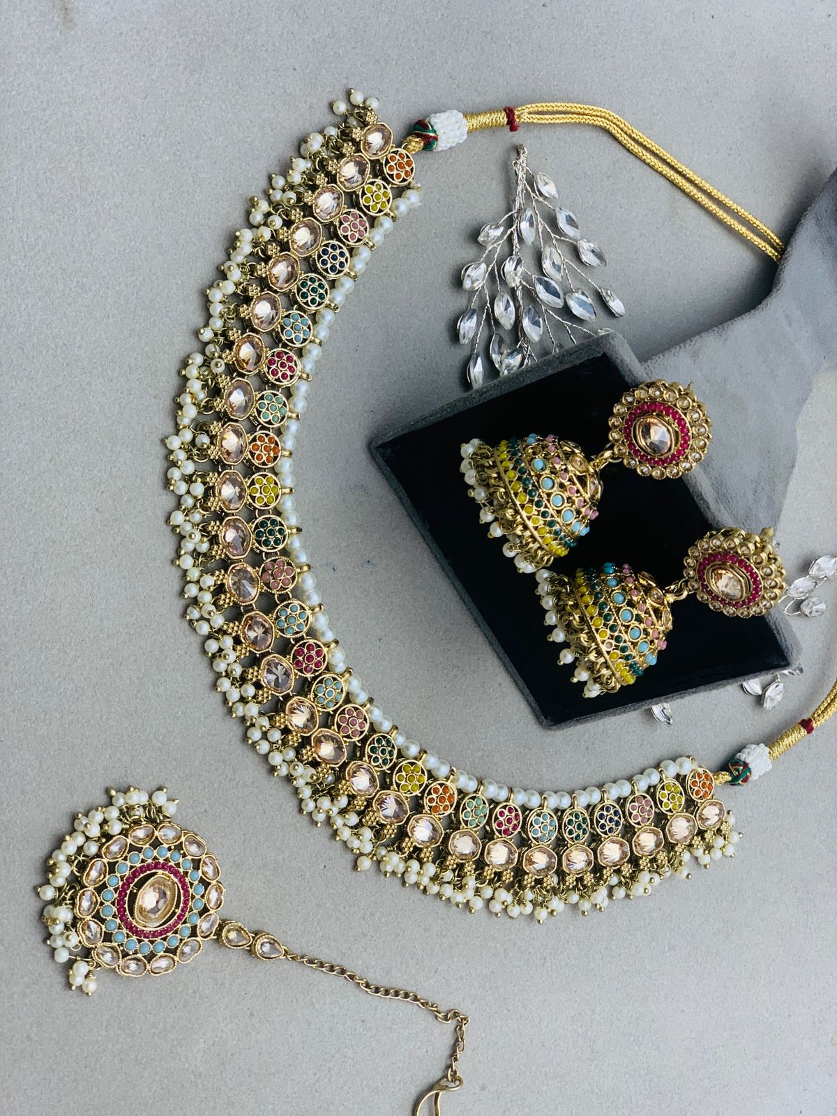 Beautiful designer polki necklace set