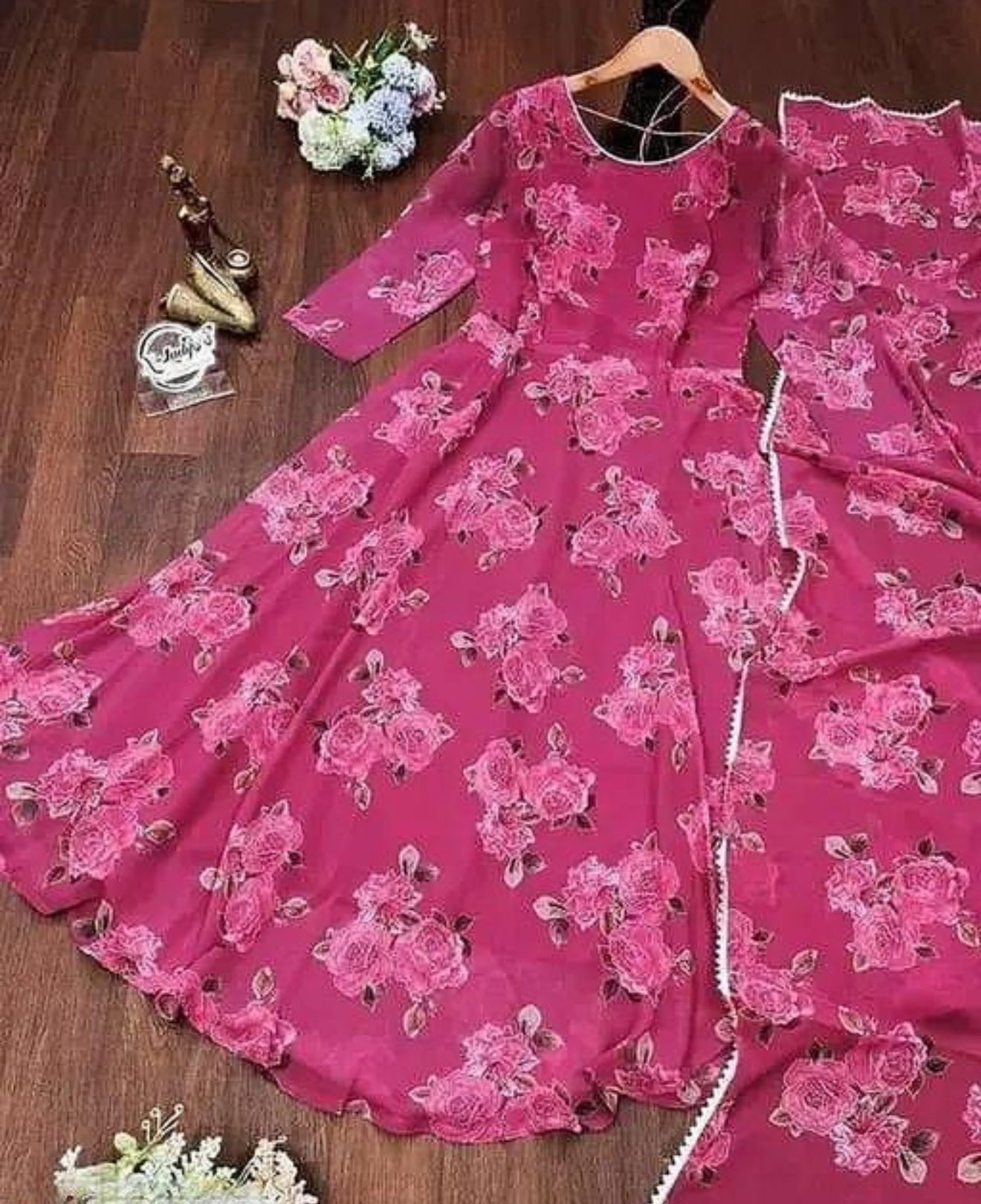 Beautiful designer gown style Kurti with dupatta