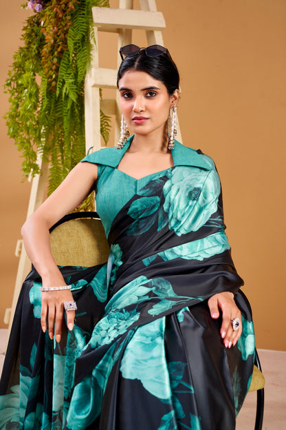 Beautiful designer satin silk saree