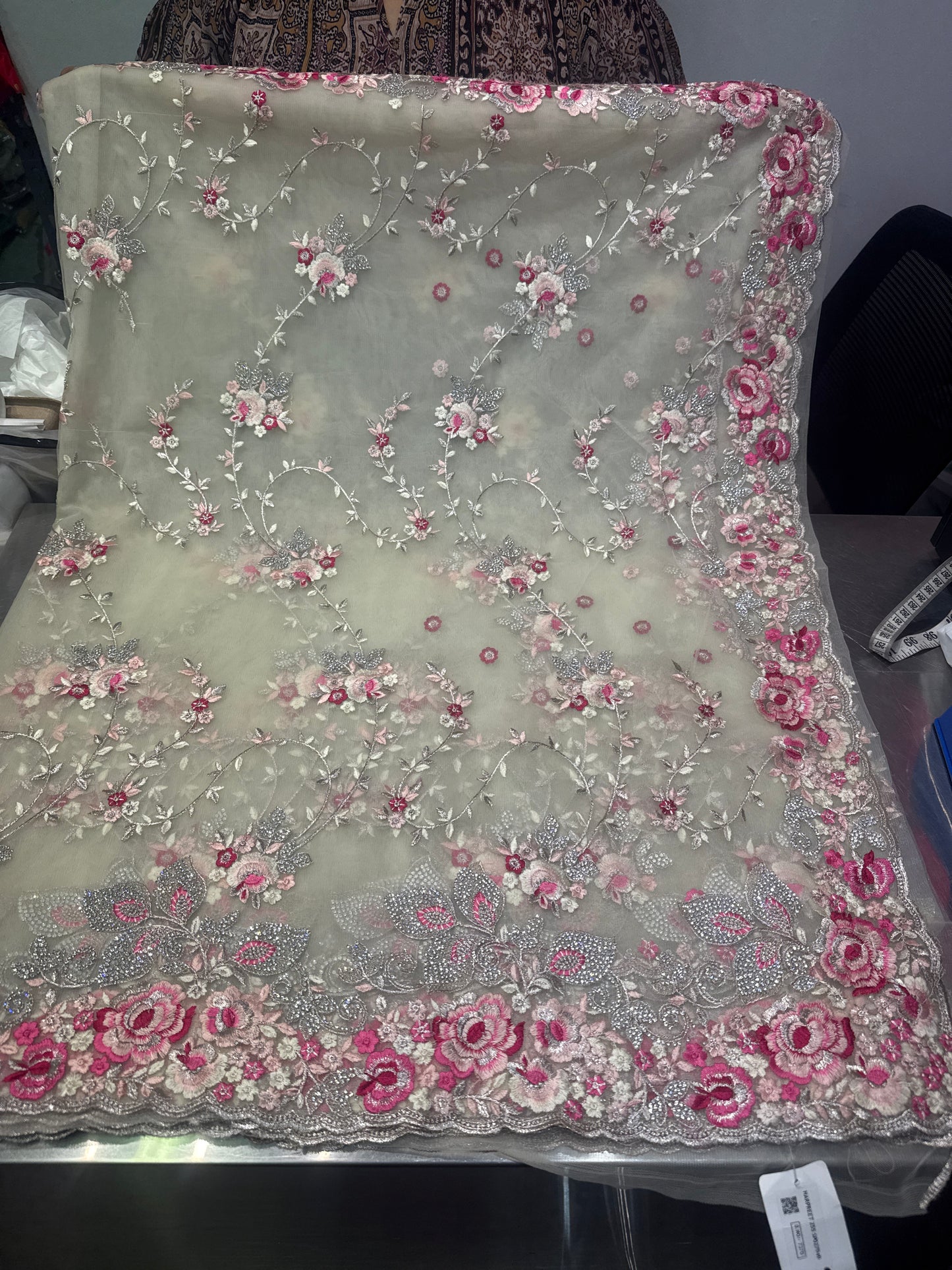 Beautiful designer fully embroidery net saree