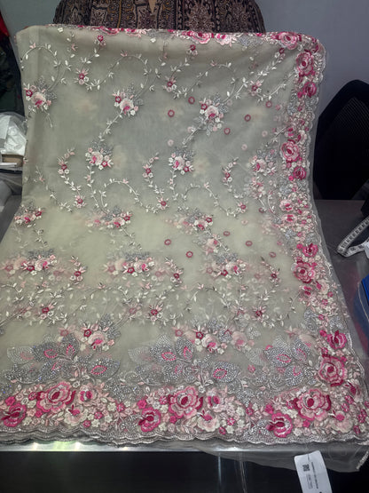 Beautiful designer fully embroidery net saree