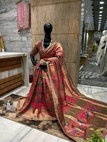 Beautiful designer Pure Kanni Silk Woven Sarees with Ready Blouse and Sabysachi Border