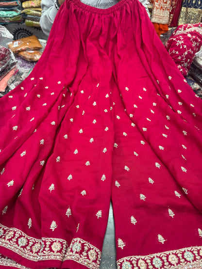 Beautiful designer peplum top plazo suit