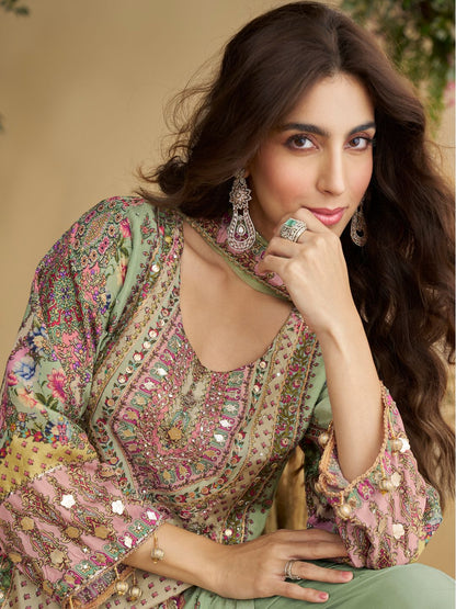Beautiful designer fully embroidery plazo suit