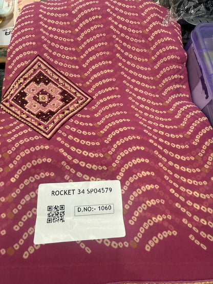 Beautiful designer geogrette bandhani saree