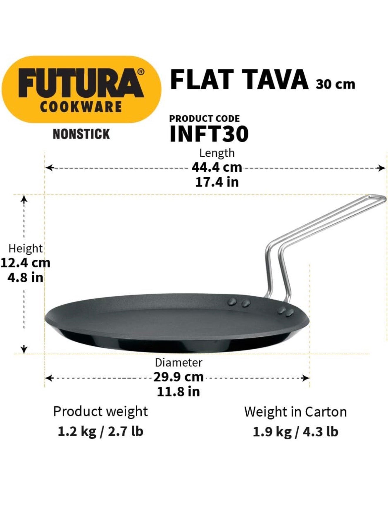 Futura Induction Base Flat Tawa 30 cm, 4.88 mm CODE: INFT30