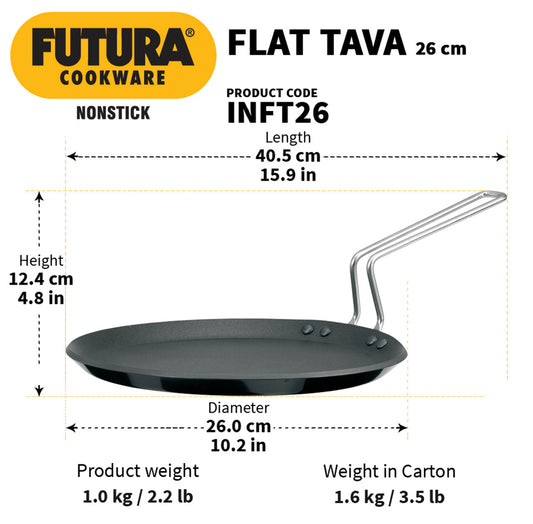 HAWKINS NONSTICK FLAT TAVA GRIDDLE 26CM/4.88MM (GAS+INDUCTION)