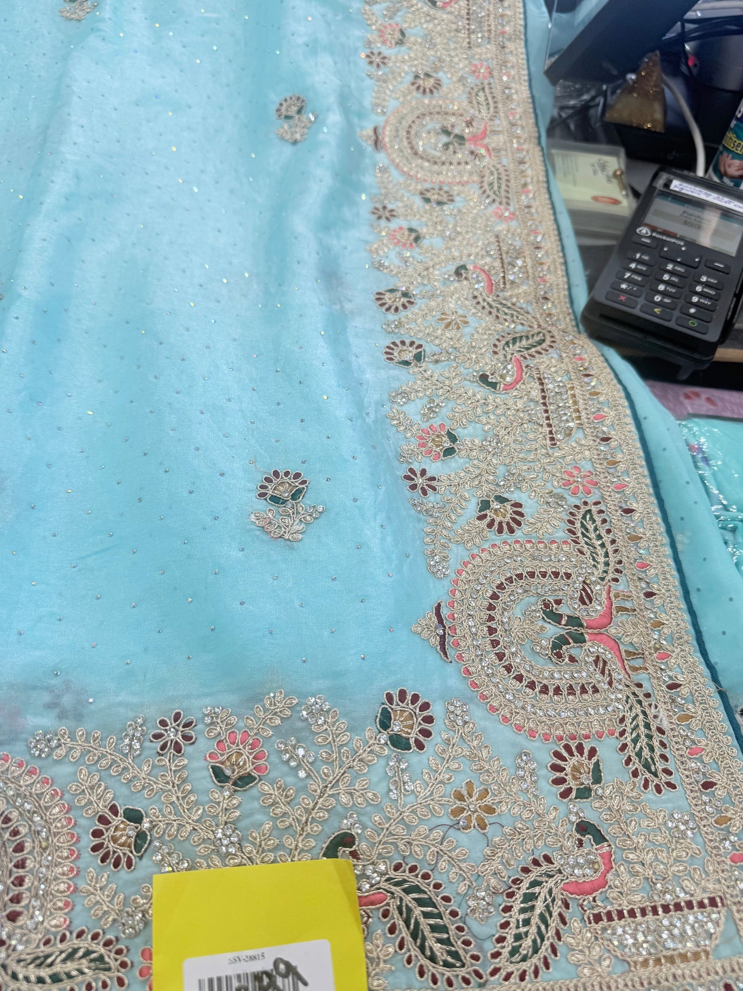 Beautiful designer fully embroidery saree with unstitched embroidery blouse