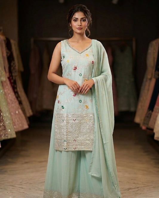 Beautiful designer plazo suit