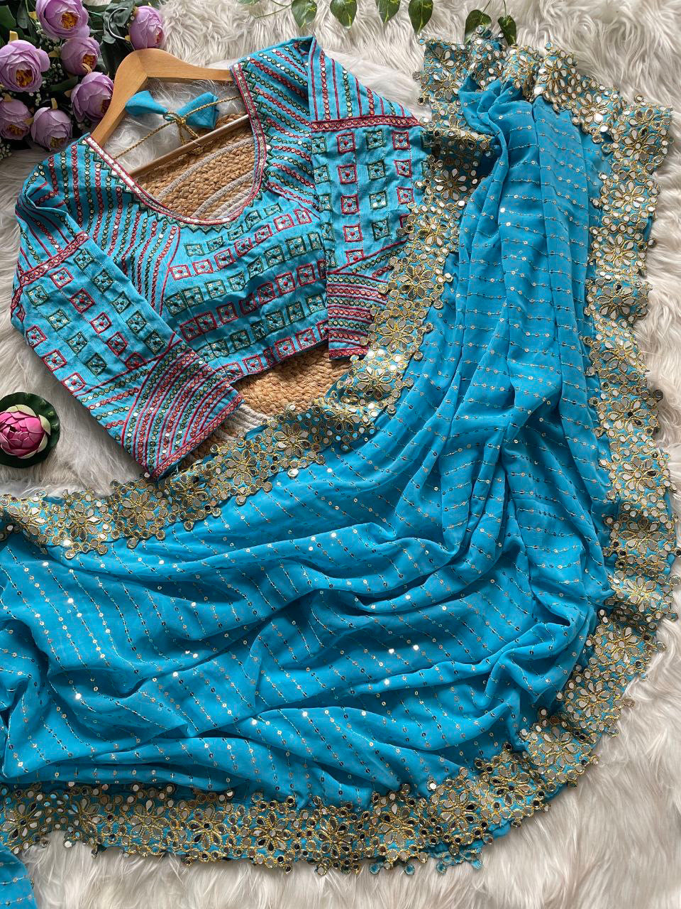 Beautiful designer saree with readymade blouse