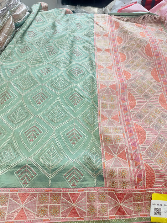 Beautiful designer fully embroidery silk saree