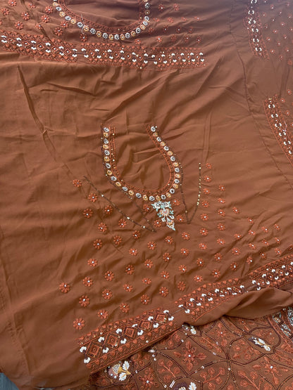 Beautiful designer lucknowi embroidery semi stitch lengha choli