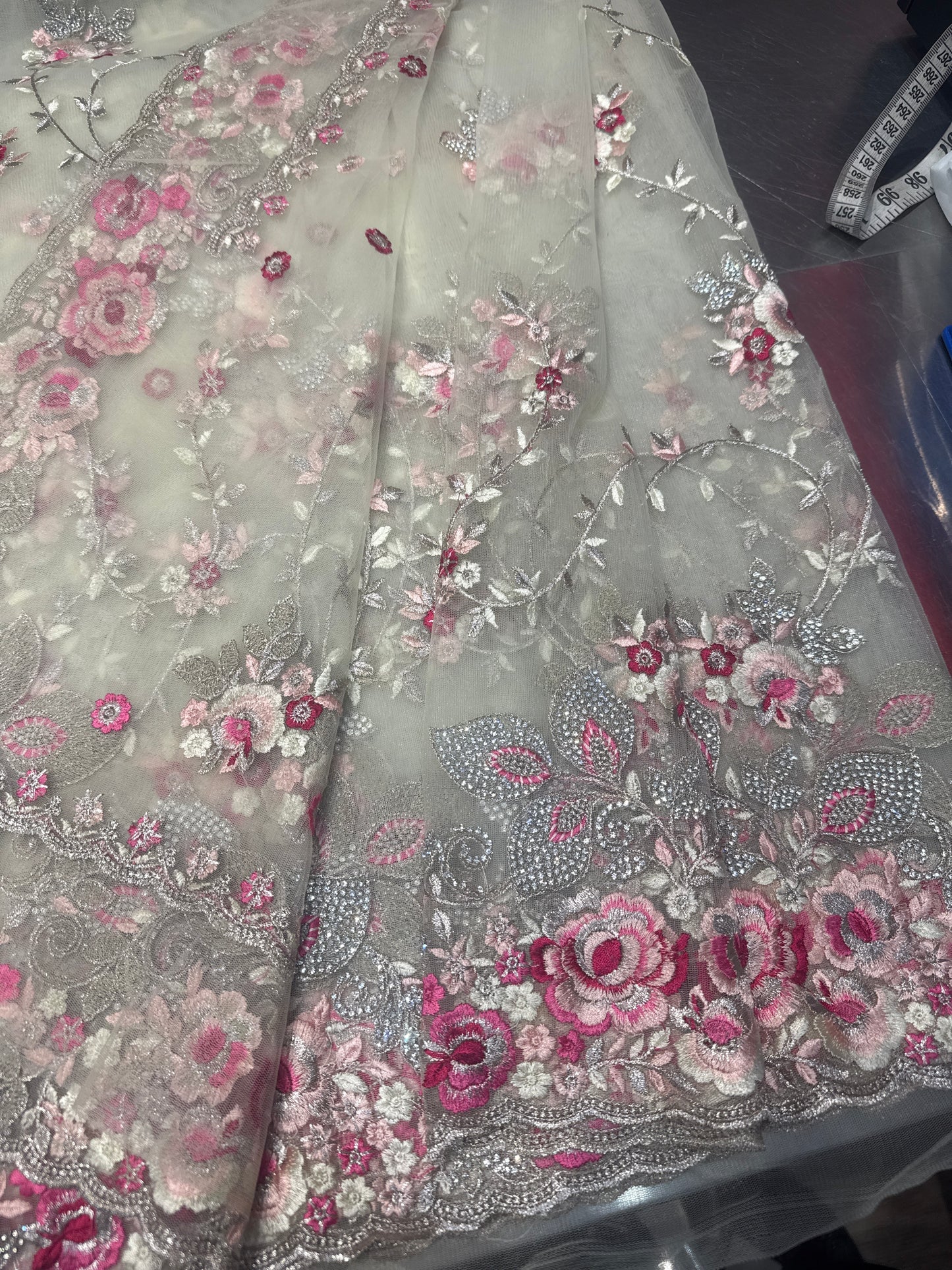 Beautiful designer fully embroidery net saree
