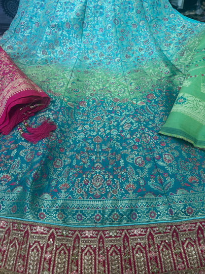 Beautiful designer semi stitch silk lengha