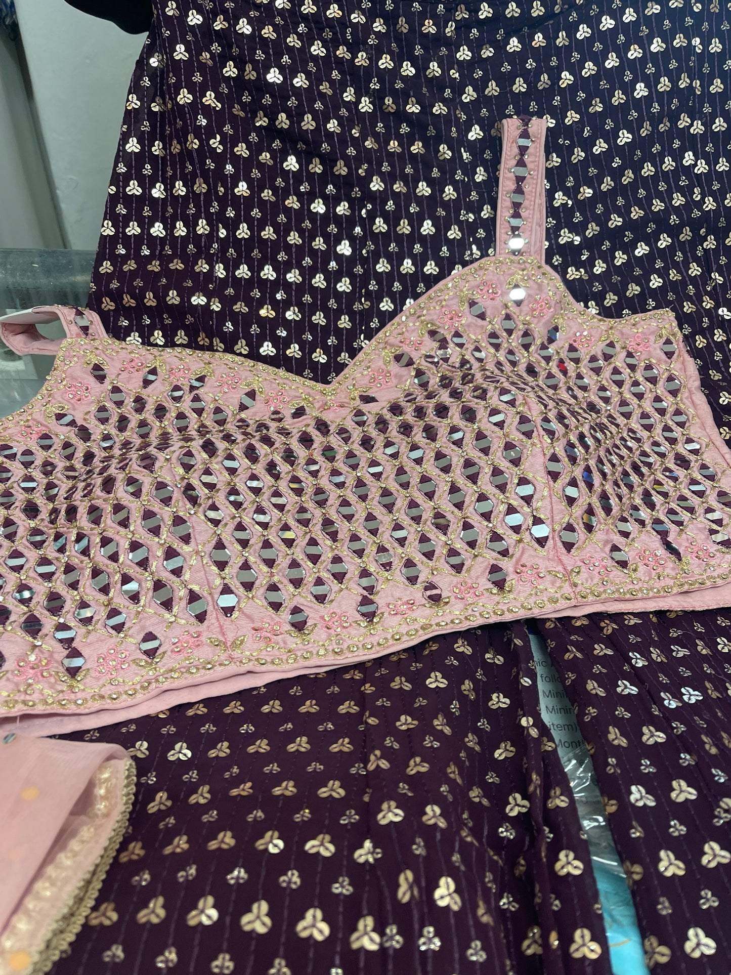 Beautiful designer fully embroidery crop top with plazo pants dupptta