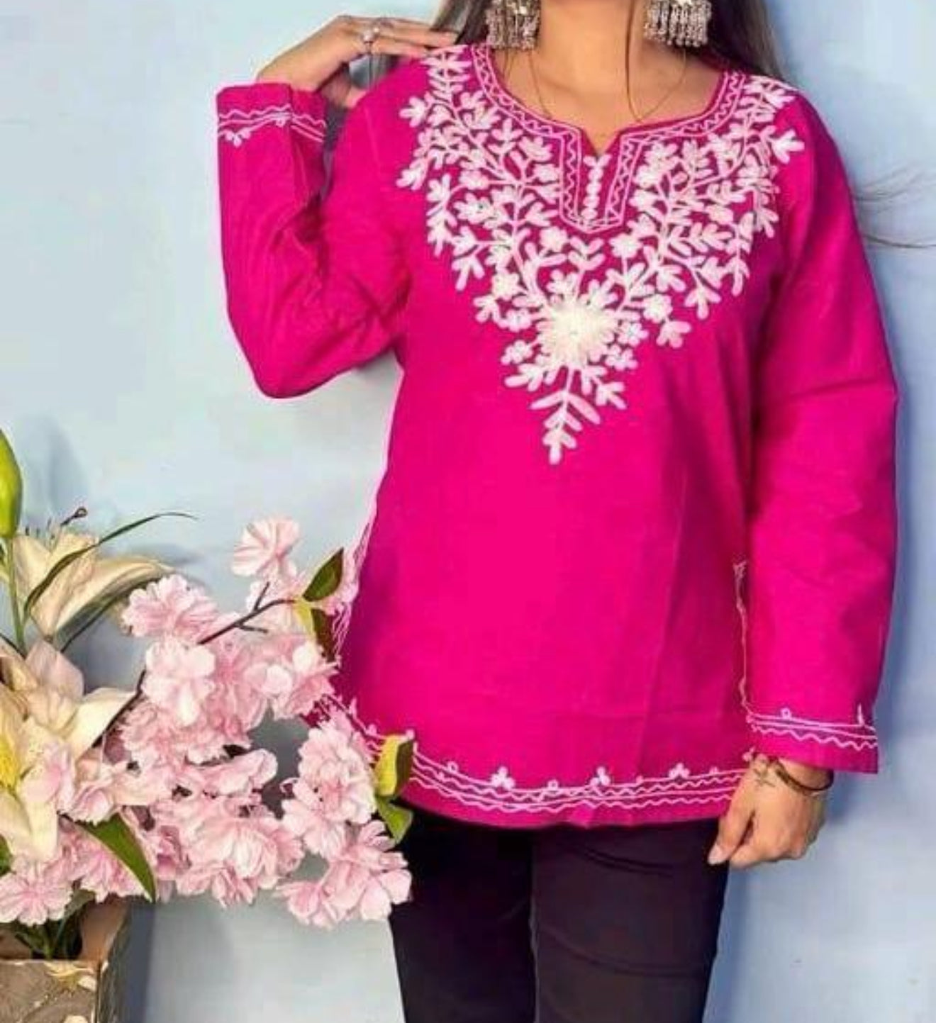 Beautiful designer Kashmiri embroidery short Kurti