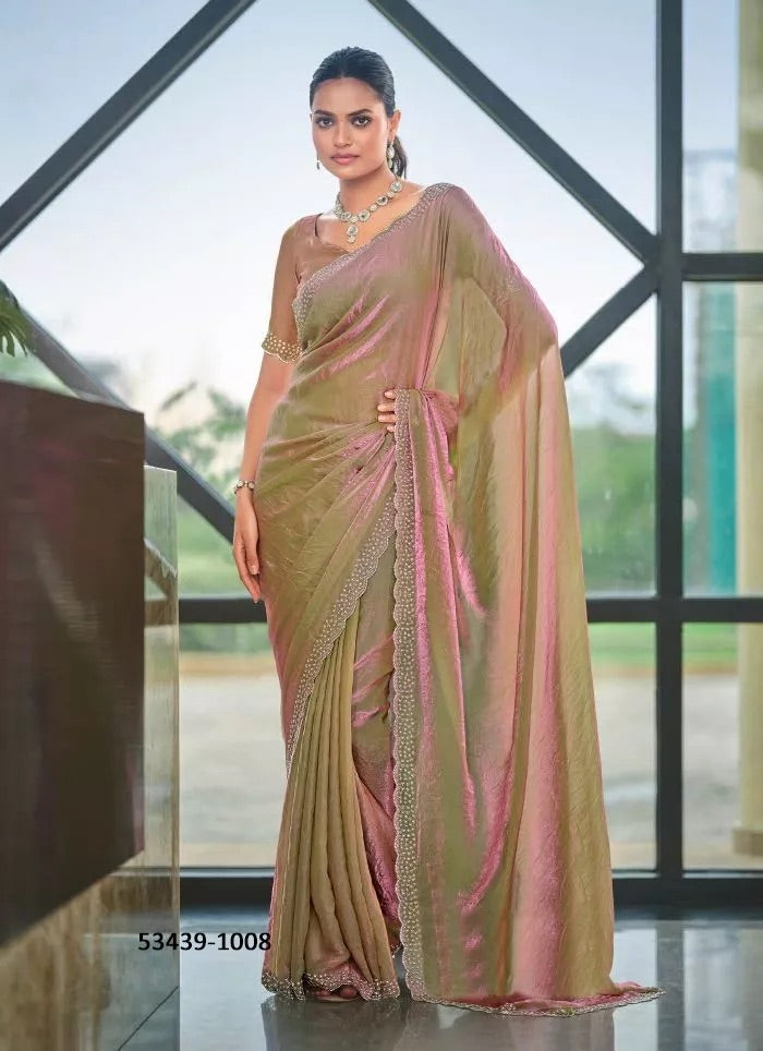 Beautiful designer hand work silk saree