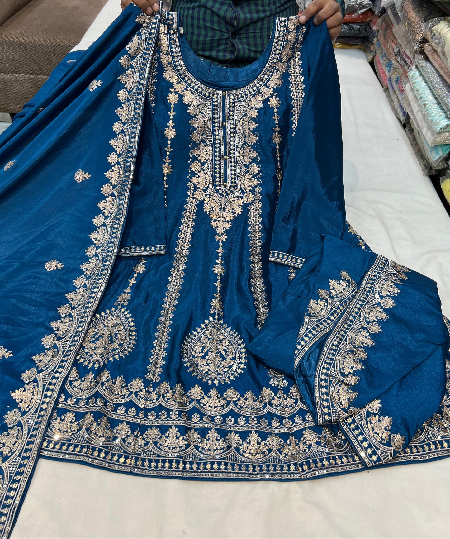 Beautiful designer gottapati work tulip salwar suits