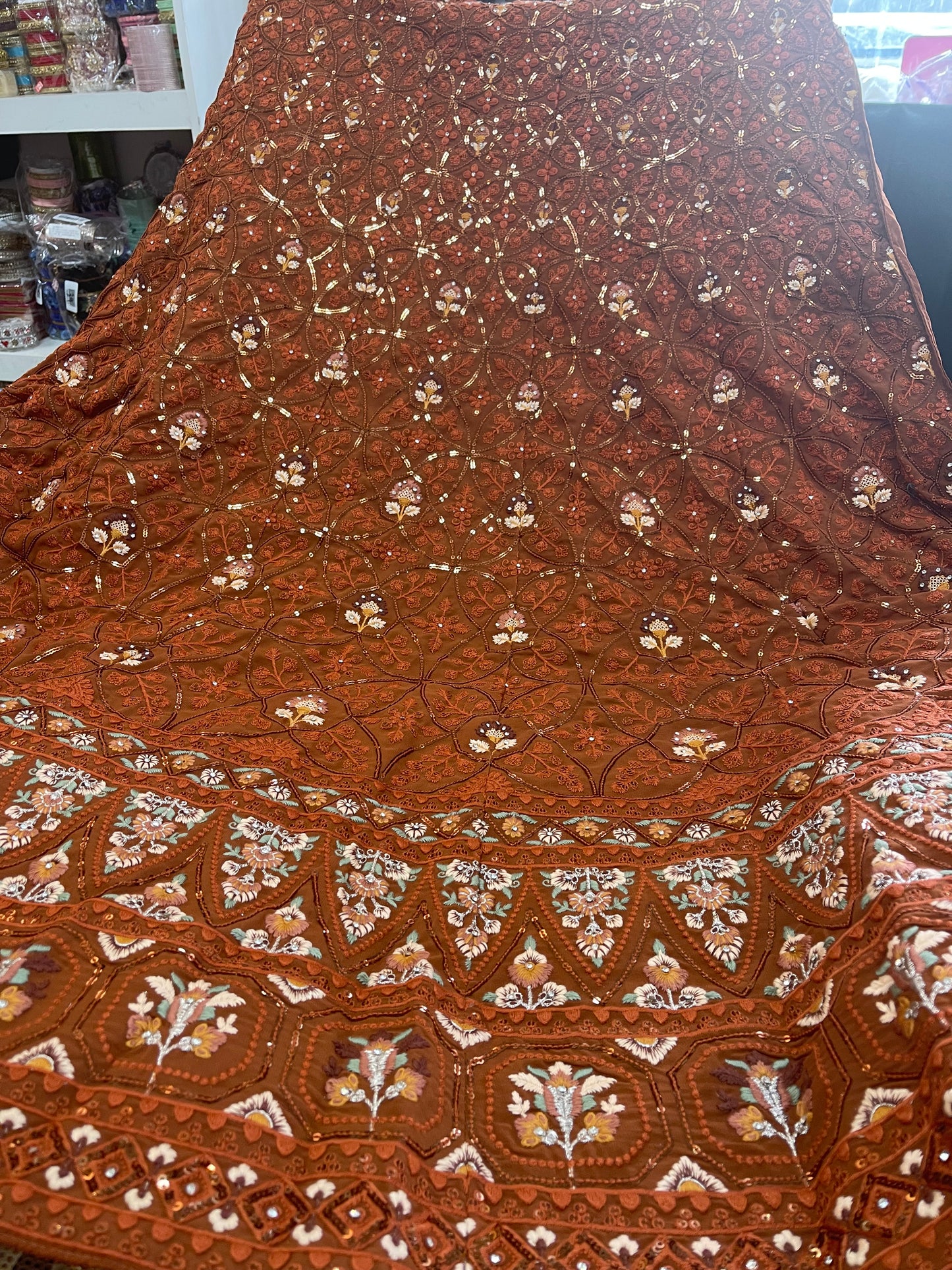 Beautiful designer lucknowi embroidery semi stitch lengha choli